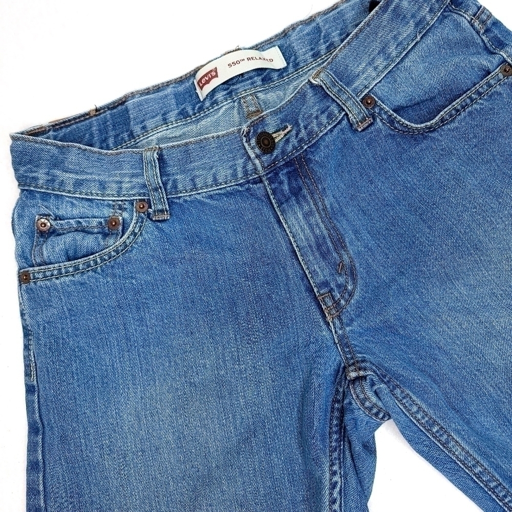Levi's Red Tag 550 Boy's 9H Modified Denim Jean Shorts with Fringe Aesthetic - Picture 2 of 16
